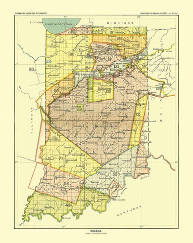 Indiana - Hoen 1896 Black Ornate Wood Framed Art Print with Double Matting by Hoen