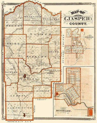 Jasper Indiana - Baskin 1876 Black Ornate Wood Framed Art Print with Double Matting by Baskin