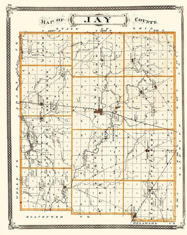 Jay Indiana Landowner - Baskin 1876 White Modern Wood Framed Art Print with Double Matting by Baskin