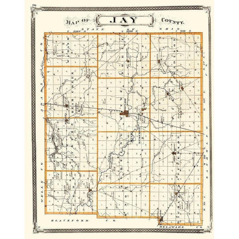 Jay Indiana Landowner - Baskin 1876 Gold Ornate Wood Framed Art Print with Double Matting by Baskin
