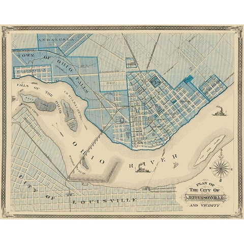 Jeffersonville Indiana - Baskin 1876 Black Modern Wood Framed Art Print by Baskin
