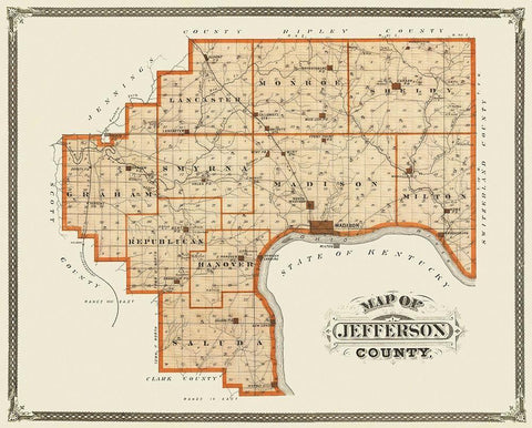 Jefferson Indiana Landowner - Andreas 1876 White Modern Wood Framed Art Print with Double Matting by Andreas