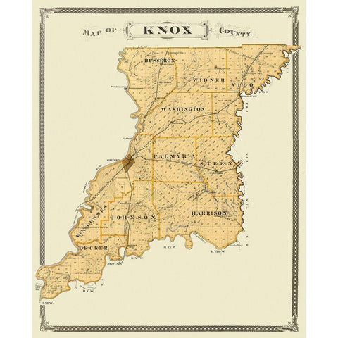 Knox Indiana Landowner - Andreas 1876 Gold Ornate Wood Framed Art Print with Double Matting by Andreas