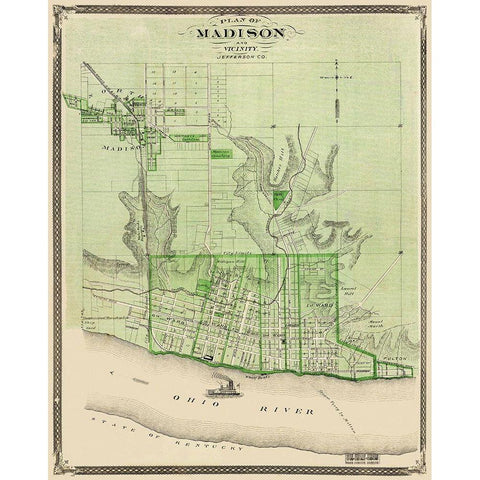 Madison Indiana Landowner - Baskin 1876 White Modern Wood Framed Art Print by Baskin