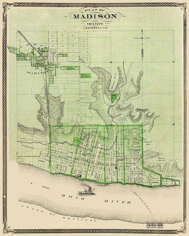 Madison Indiana Landowner - Baskin 1876 White Modern Wood Framed Art Print with Double Matting by Baskin
