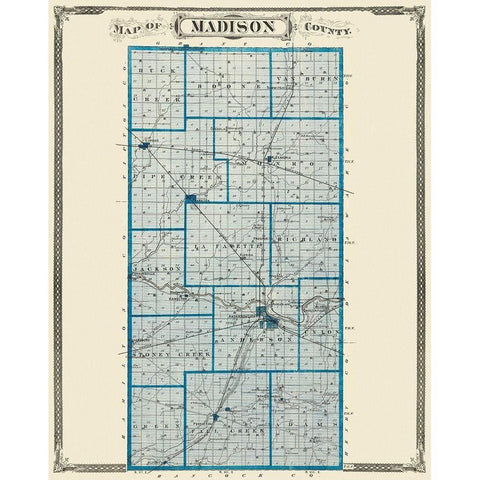 Madison Indiana Landowner - Andreas 1876 Gold Ornate Wood Framed Art Print with Double Matting by Andreas