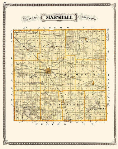 Marshall Indiana Landowner - Baskin 1876 Black Ornate Wood Framed Art Print with Double Matting by Baskin