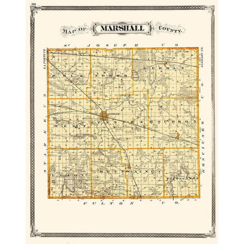 Marshall Indiana Landowner - Baskin 1876 Black Modern Wood Framed Art Print with Double Matting by Baskin