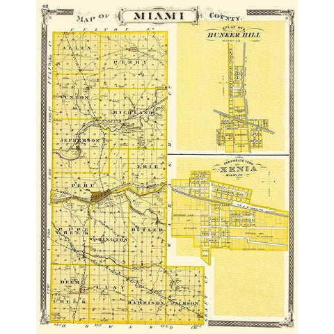 Miami Indiana Landowner - Baskin 1876 Gold Ornate Wood Framed Art Print with Double Matting by Baskin