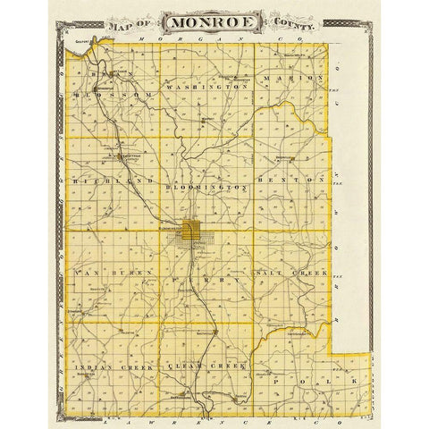 Monroe Indiana Landowner - Andreas 1876 Gold Ornate Wood Framed Art Print with Double Matting by Andreas