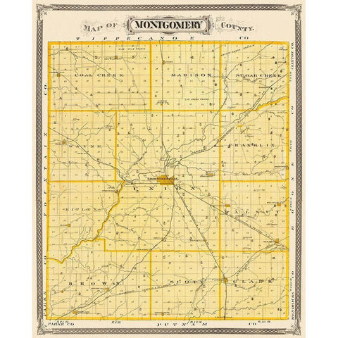 Montgomery Indiana - Andreas 1876 Gold Ornate Wood Framed Art Print with Double Matting by Andreas