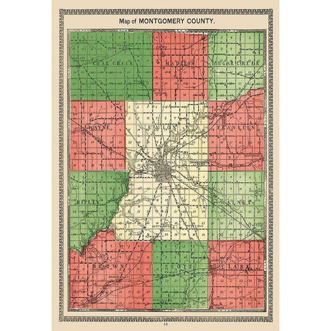 Montgomery Indiana - Hoffman 1898 White Modern Wood Framed Art Print by Hoffman