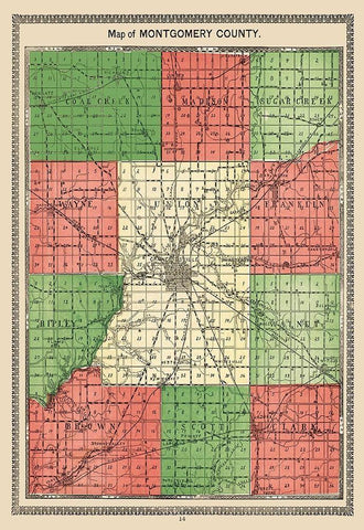 Montgomery Indiana - Hoffman 1898 White Modern Wood Framed Art Print with Double Matting by Hoffman