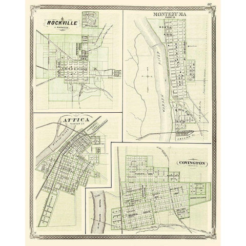 Rockville, Montezuma, Attica, Covington Indiana Black Modern Wood Framed Art Print by Baskin