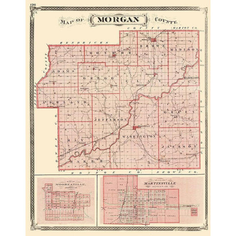 Morgan Indiana - Baskin 1876 White Modern Wood Framed Art Print by Baskin