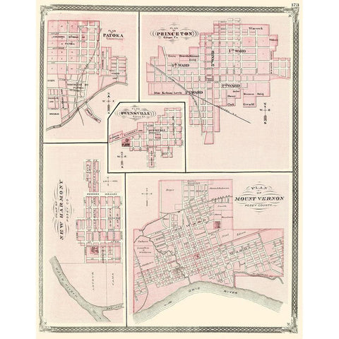 Mount Vernon New Harmony Princeton Patoka Indiana Black Modern Wood Framed Art Print with Double Matting by Baskin