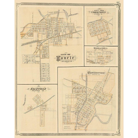 Muncie, Yorktown, Daleville, Middletown Indiana Black Modern Wood Framed Art Print by Baskin