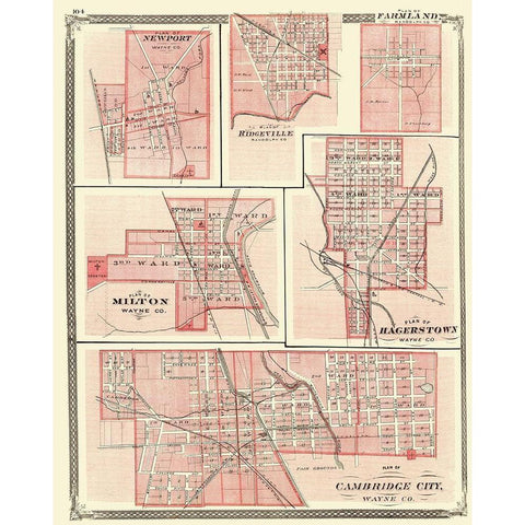 Newport, Ridgeville, Farmland, Milton Indiana Black Modern Wood Framed Art Print with Double Matting by Baskin