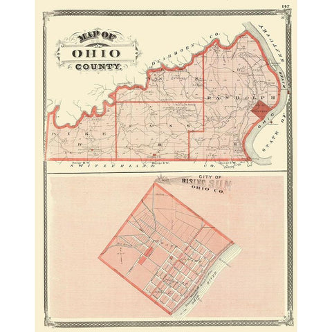 Ohio Indiana - Baskin 1876 Gold Ornate Wood Framed Art Print with Double Matting by Baskin