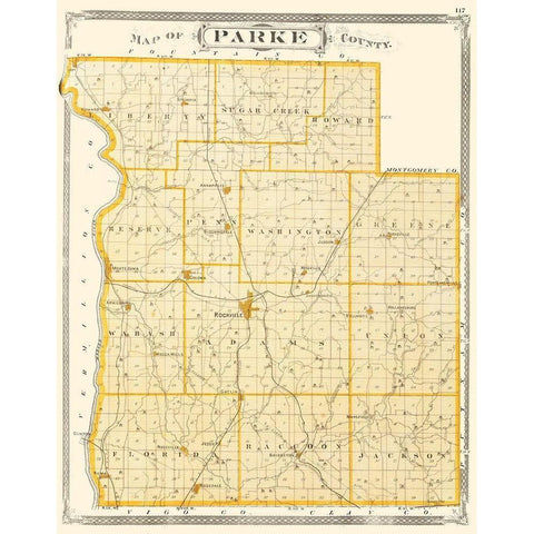 Parke Indiana - Baskin 1876 White Modern Wood Framed Art Print by Baskin