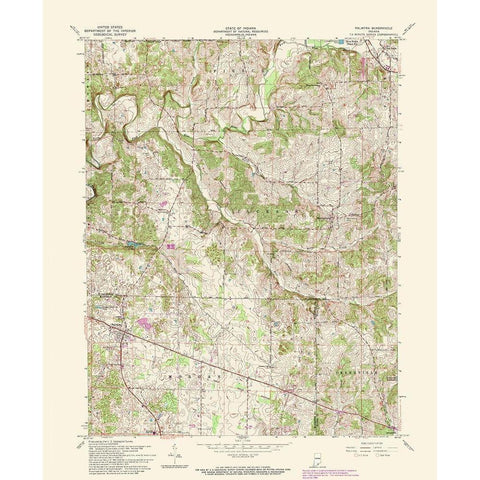 Palmyra Indiana Quad - USGS 1988 White Modern Wood Framed Art Print by USGS