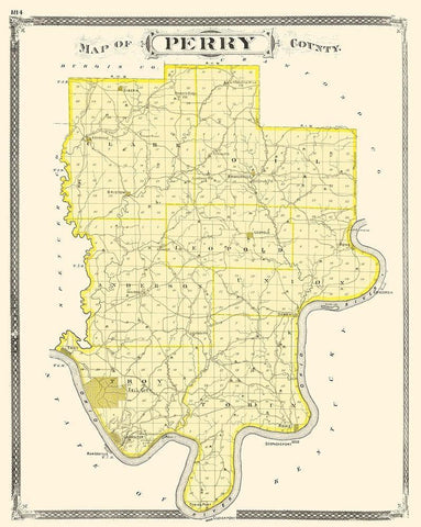 Perry Indiana - Baskin 1876 Black Ornate Wood Framed Art Print with Double Matting by Baskin