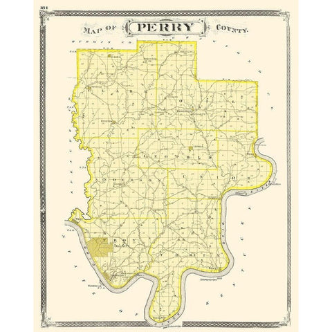 Perry Indiana - Baskin 1876 Black Modern Wood Framed Art Print by Baskin