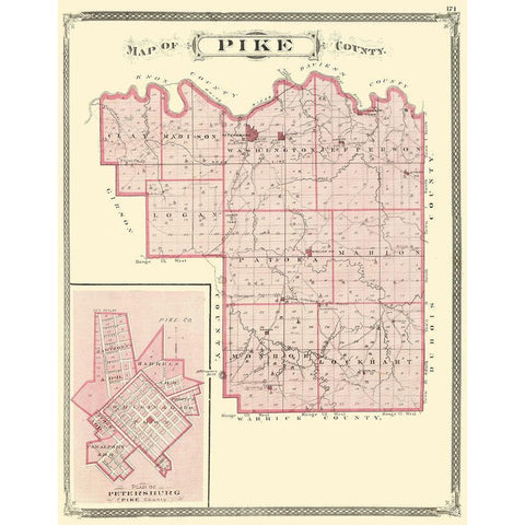 Pike Indiana - Baskin 1876 Gold Ornate Wood Framed Art Print with Double Matting by Baskin