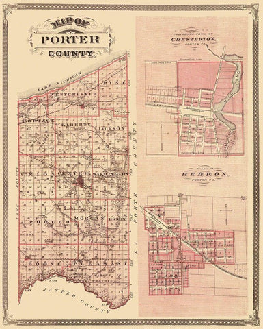 Porter Indiana Landowner - Andreas 1876 White Modern Wood Framed Art Print with Double Matting by Andreas