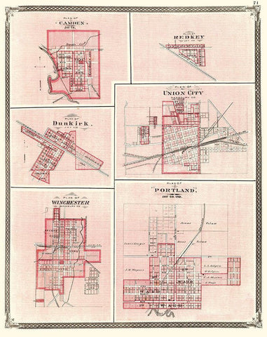 Portland Indiana - Baskin 1876 White Modern Wood Framed Art Print with Double Matting by Baskin