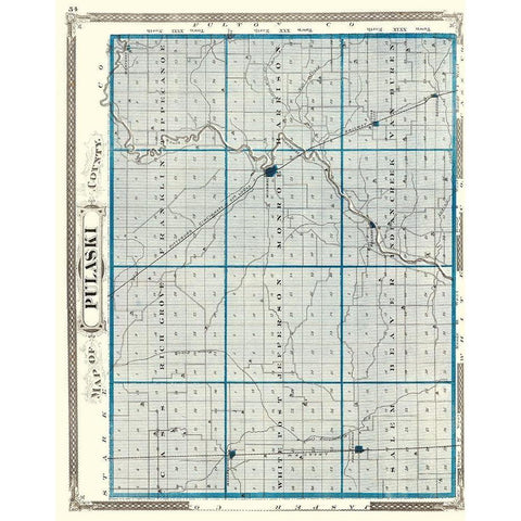 Pulaski Indiana - Baskin 1876 Gold Ornate Wood Framed Art Print with Double Matting by Baskin