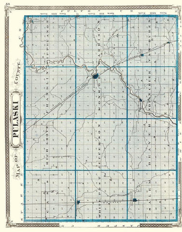 Pulaski Indiana - Baskin 1876 Black Ornate Wood Framed Art Print with Double Matting by Baskin