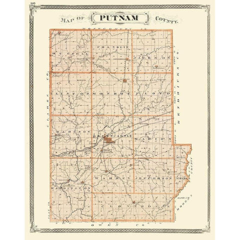 Putnam Indiana - Baskin 1876 White Modern Wood Framed Art Print by Baskin