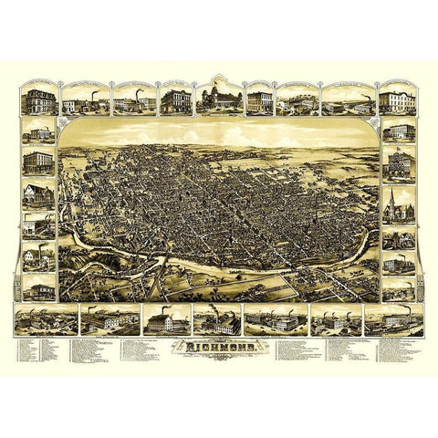 Richmond Indiana - Gilman 1884 White Modern Wood Framed Art Print by Gilman