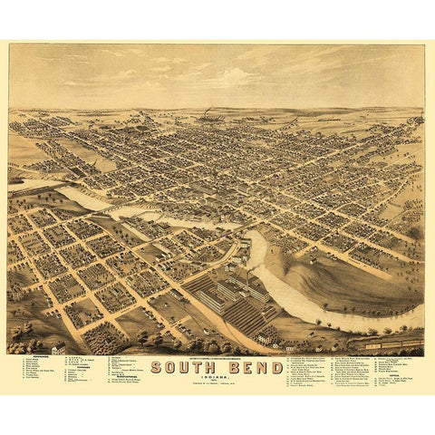 South Bend Indiana - Stoner 1874 White Modern Wood Framed Art Print by Stoner