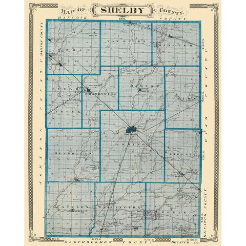 Shelby Indiana Landowner - Andreas 1876 Black Modern Wood Framed Art Print by Andreas