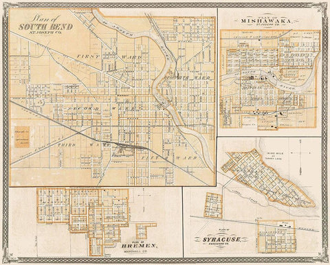 South Bend, Mishawaka, Bremen Indiana Landowner Black Ornate Wood Framed Art Print with Double Matting by Baskin