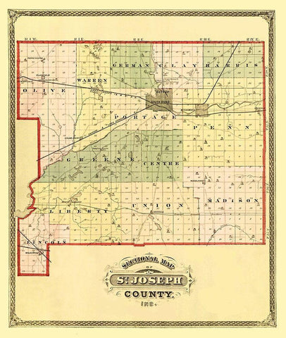 St Joseph Indiana - Higgins 1875 White Modern Wood Framed Art Print with Double Matting by Higgins