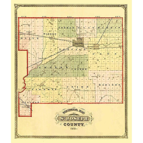 St Joseph Indiana - Higgins 1875 White Modern Wood Framed Art Print by Higgins