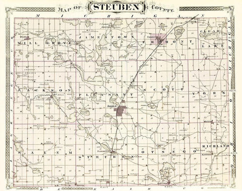 Steuben Indiana - Baskin 1876 White Modern Wood Framed Art Print with Double Matting by Baskin