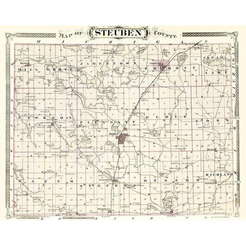 Steuben Indiana - Baskin 1876 Black Modern Wood Framed Art Print by Baskin