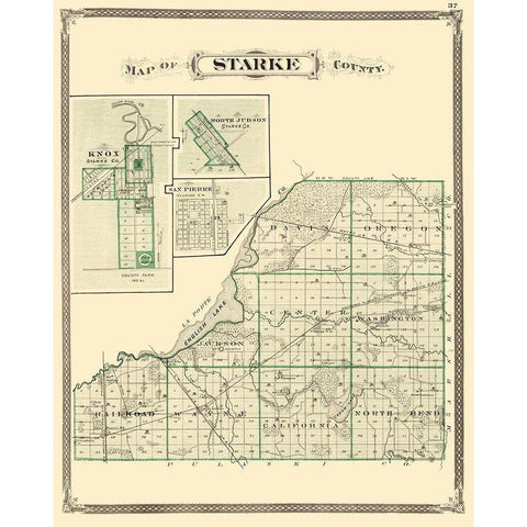 Starke Indiana Landowner - Baskin 1876 White Modern Wood Framed Art Print by Baskin
