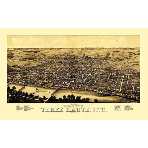 Terre Haute Indiana - Beck 1880 Black Modern Wood Framed Art Print by Beck