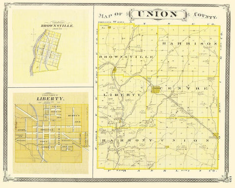 Union Indiana - Baskin 1876 White Modern Wood Framed Art Print with Double Matting by Baskin