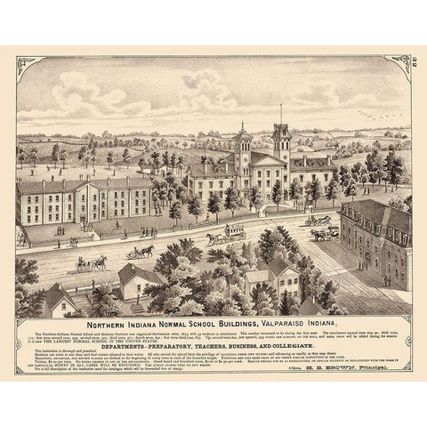 Normal School Buildings Valparaiso Indiana White Modern Wood Framed Art Print by Baskin