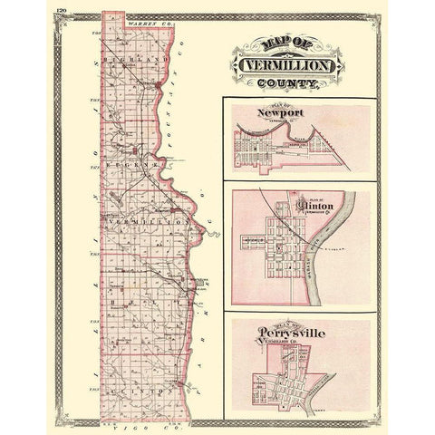 Vermillion Indiana - Baskin 1876 Black Modern Wood Framed Art Print by Baskin