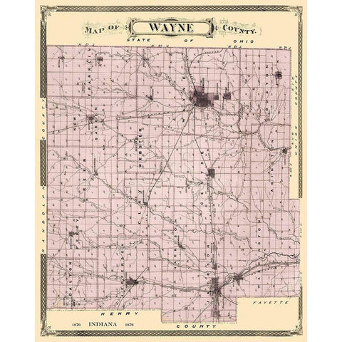 Wayne Indiana Landowner - Andreas 1876 Black Modern Wood Framed Art Print with Double Matting by Andreas