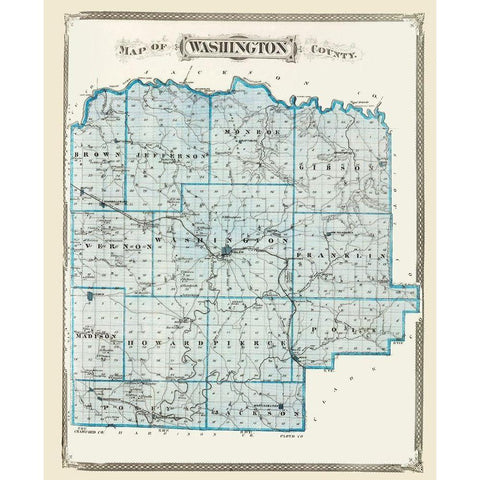 Washington Indiana - Baskin 1876 White Modern Wood Framed Art Print by Baskin