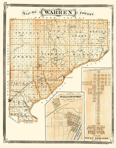 Warren Indiana - Baskin 1876 White Modern Wood Framed Art Print with Double Matting by Baskin