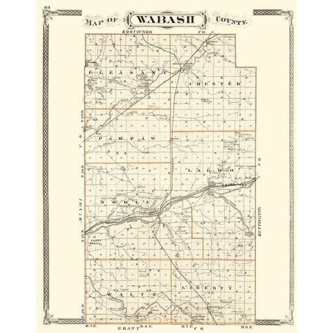 Wabash Indiana - Baskin 1876 White Modern Wood Framed Art Print by Baskin